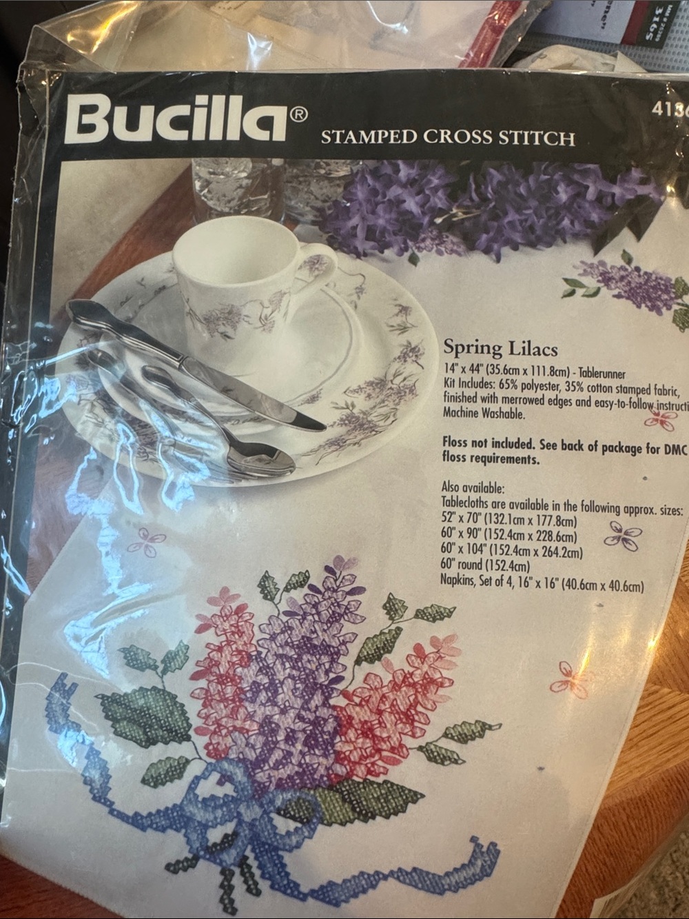 Bucilla Lilac Cross Stitch Table Runner Kit in Purple and Green